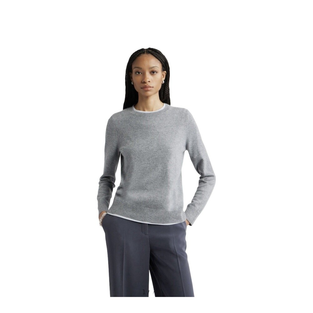 Nordstrom 100% Cashmere Grey Night Crewneck Sweater Women's Size Large NWOT READ